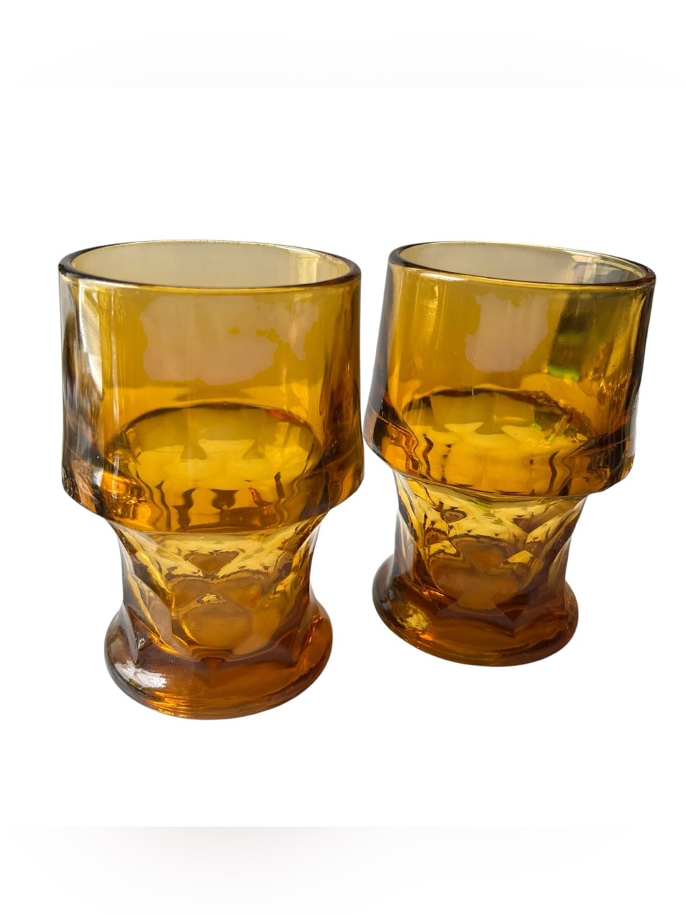 Vintage Libby Amber Honeycomb Georgian Ice Tea Drinking Glasses